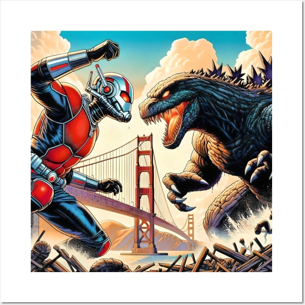 Godzilla vs Ant Man fan Art mashup Wall Art by HELLAHIGH TEEZ